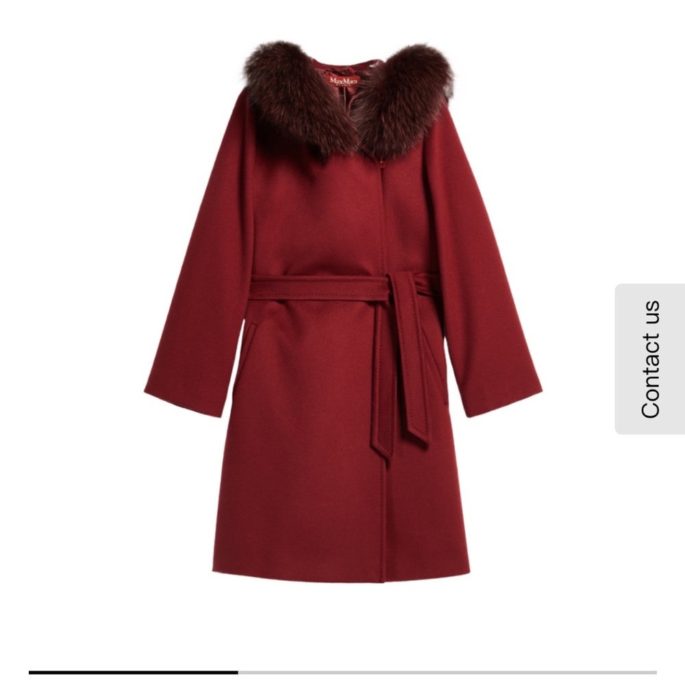 MaxMara Red Coat with Fur Collar